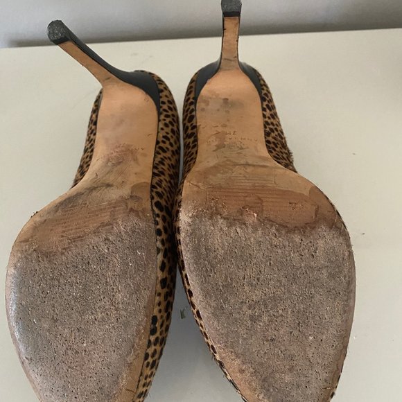 ANN TAYLOR LEANDRA PRINTED CALF HAIR PLATFORM SHOOTIES SZ 7 - Picture 3 of 5